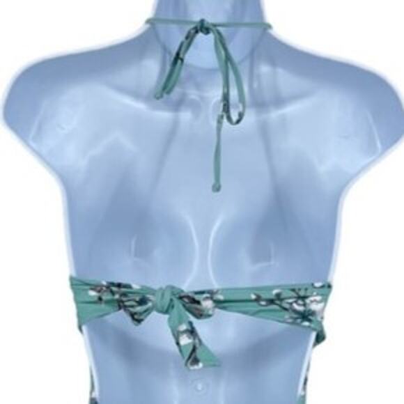 Swimsuit Vintage Style Halter One Piece in Green Dogwood Floral Print Size S - Picture 6 of 9